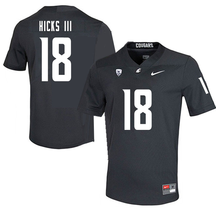 Men #18 George Hicks III Washington State Cougars College Football Jerseys Sale-Charcoal - Click Image to Close